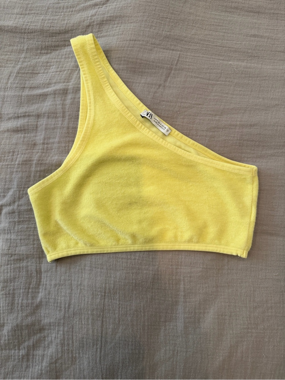 Zara Yellow One-Shoulder Crop Top